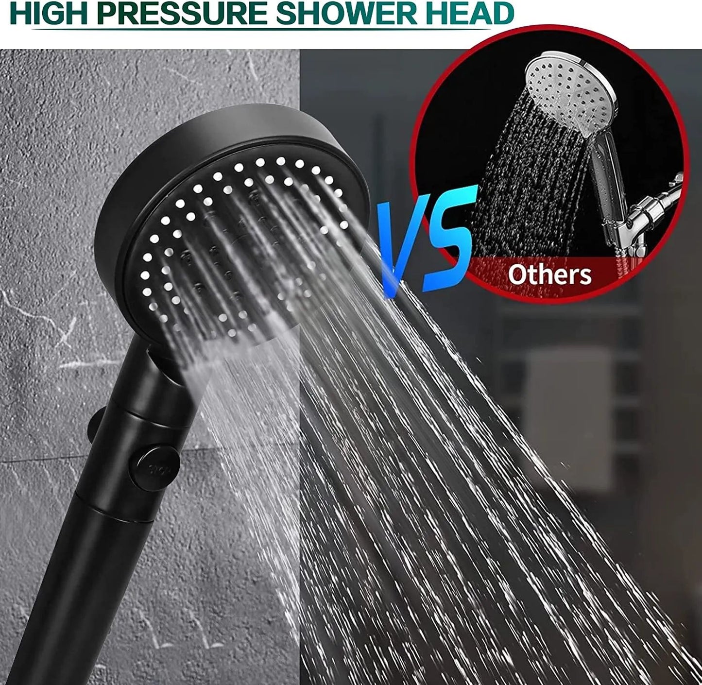 5 Modes Adjustable Shower Head High Pressure Water Saving Shower.