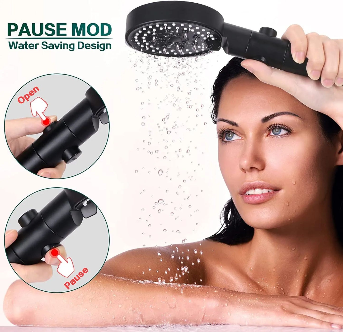 5 Modes Adjustable Shower Head High Pressure Water Saving Shower.