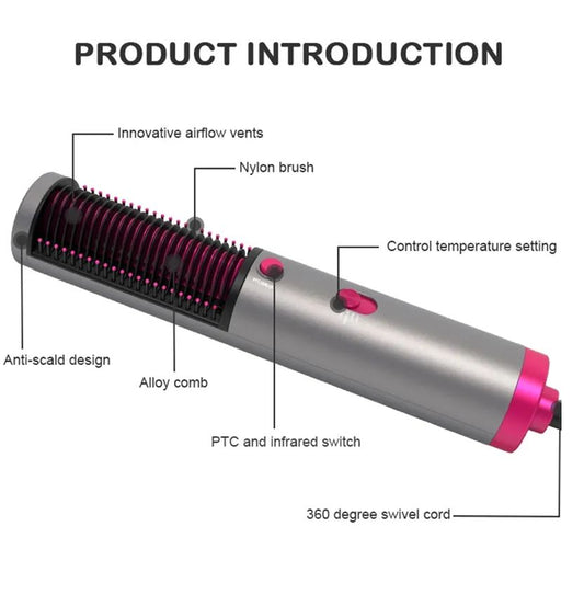 One Step Multifunctional Hot Air Comb Straight Dryer Portable Curler Straight Hair.